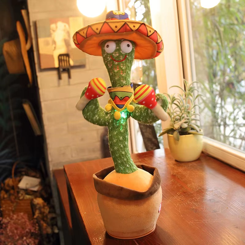 Dancing Cactus Repeat Talking Toy Song Speaker Wriggle Dancing Sing Toy Talk Plushie Stuffed Toys for Baby